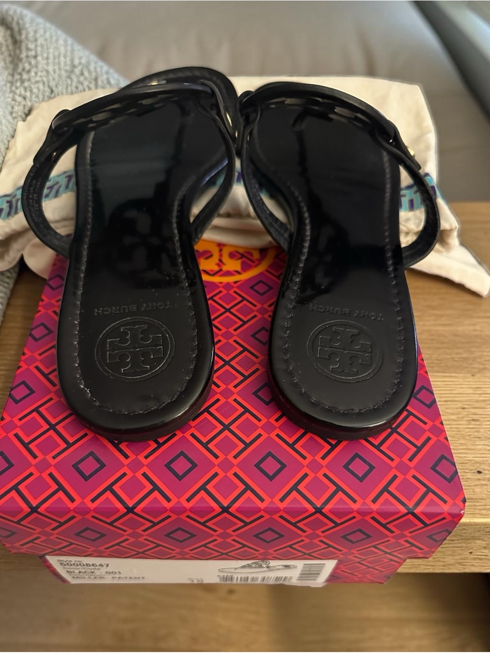 Tory Burch black patent leather Miller sandals - Picture 2 of 7